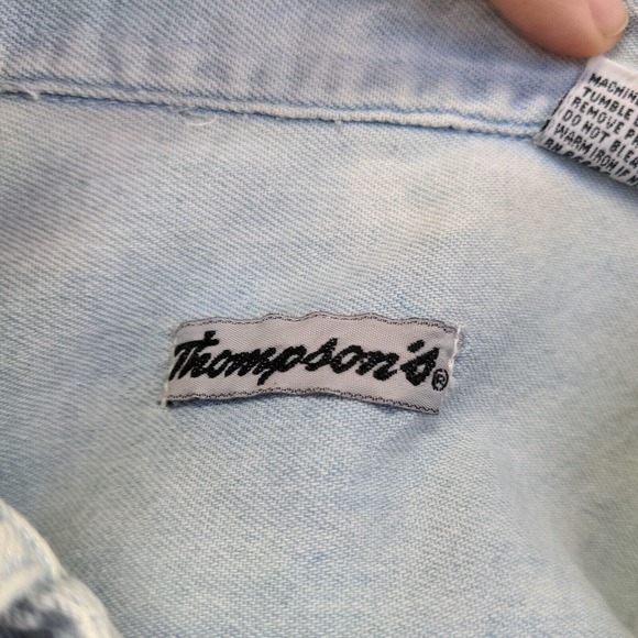 Thompson's Men's Denim Button-Down Shirt Blue XL Long Sleeve Chest Pocket - Picture 12 of 16